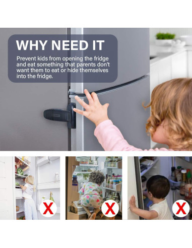 Cerradura de Refrigerador EUDEMON Gris para Seguridad Infantil