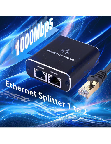 Divisor Ethernet 1 a 2 LIEZHUA 1000Mbps con Cable LAN Cat 6