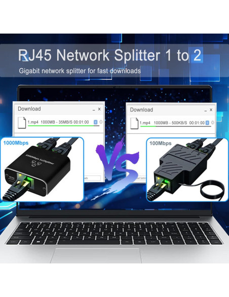 Divisor Ethernet 1 a 2 LIEZHUA 1000Mbps con Cable LAN Cat 6 Divisor Ethernet 1 a 2 LIEZHUA 1000Mbps con Cable LAN Cat 6