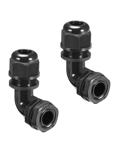 Conectores de Cable M12 LeMotech 90 Grados 4-8mm 2 Pcs Negro Conectores de Cable M12 LeMotech 90 Grados 4-8mm 2 Pcs Negro