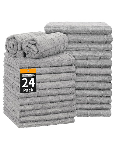 Toallas de Mano HOMERHYME Microfibra Gris 24 Piezas 63.5x38.1cm