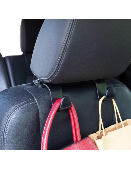 Gancho para Reposacabezas de Coche Amooca - 4 Piezas Negro Gancho para Reposacabezas de Coche Amooca - 4 Piezas Negro