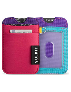 Cartera Slim VULKIT con Bloqueo RFID y Bolsillo Elástico - Berry