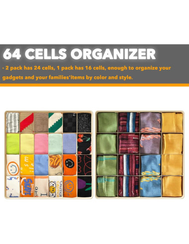 Organizador de Cajones SpaceAid 3 Paquetes 64 Celdas Beige