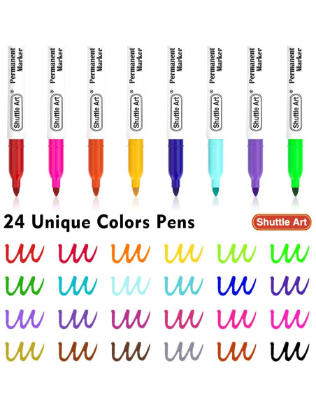 Set de 24 Marcadores Permanentes Shuttle Art Punta Fina Multicolor Set de 24 Marcadores Permanentes Shuttle Art Punta Fina Multicolor
