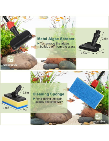Kit de Limpieza de Acuario 6 en 1 Hygger con Mango de 44.9 cm