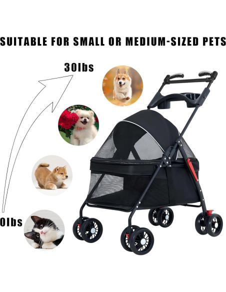 Carrito Plegable para Perros y Gatos OMDOCA 18 kg Negro Carrito Plegable para Perros y Gatos OMDOCA 18 kg Negro