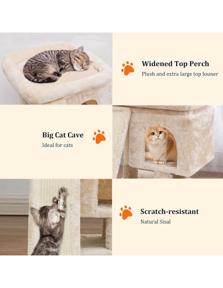 Árbol para Gatos SYANDLVY Beige con Poste y Tabla de Rascado Árbol para Gatos SYANDLVY Beige con Poste y Tabla de Rascado