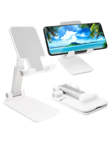 Soporte Plegable para Teléfono Móvil Ajustable Blanco