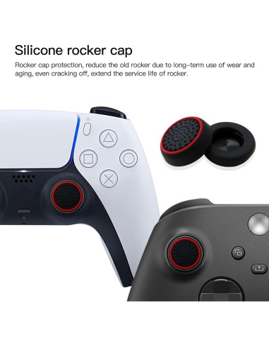 Tapa de Joystick INGQI 10 Piezas Negro y Rojo para PS2/PS3/PS4