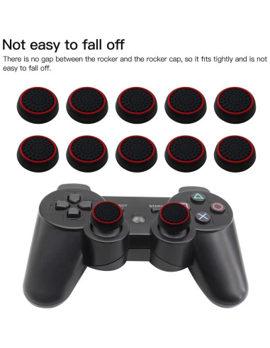 Tapa de Joystick INGQI 10 Piezas Negro y Rojo para PS2/PS3/PS4