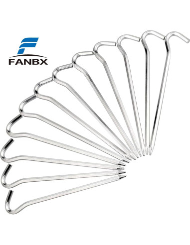Estacas de Aluminio FANBX F 18 cm con Gancho para Tienda