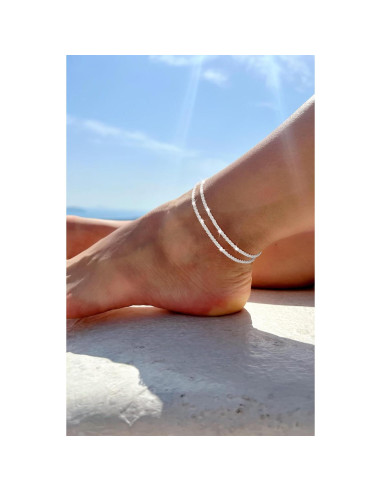 Pulsera de Tobillo Koperin Plateada Impermeable con Colgante