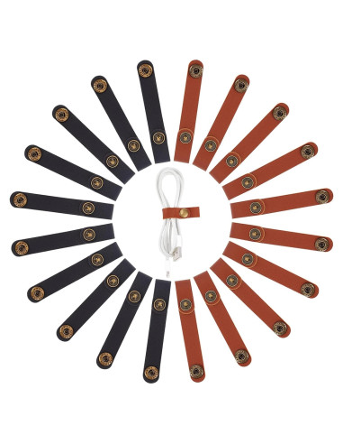 Gorgecraft 20 Piezas Correas de Cable de Cuero Negro y Marrón