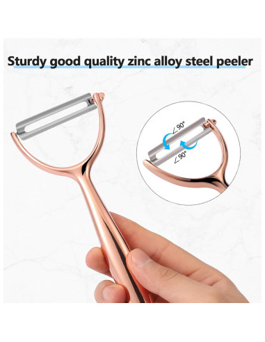 Pelador Ergonómico LIIGEMI de Acero Inoxidable - Oro Rosa