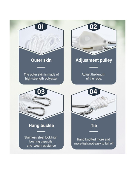 Cuerda de Secado Ajustable YCZS 10M 6mm Blanca para Camping Cuerda de Secado Ajustable YCZS 10M 6mm Blanca para Camping