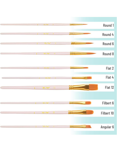 Set de Pinceles de Artista Mr. Pen 10 Pcs Cerda Sintética Beige