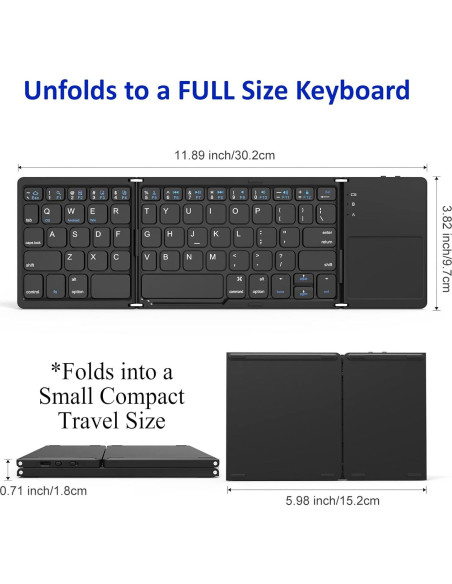 Teclado Inalámbrico Plegable Tek Styz con Touchpad 48h Uso Teclado Inalámbrico Plegable Tek Styz con Touchpad 48h Uso