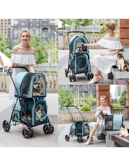 Carrito Doble para Mascotas LPOTIUS Azul Plegable 20 kg Carrito Doble para Mascotas LPOTIUS Azul Plegable 20 kg