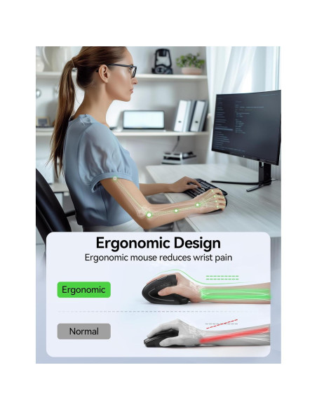 TECKNET Ratón Ergonómico Vertical Inalámbrico 800-4800 DPI TECKNET Ratón Ergonómico Vertical Inalámbrico 800-4800 DPI