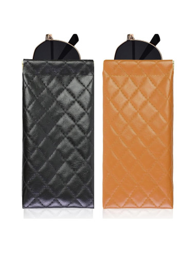 Estuche Doble para Gafas Flyingmage - Cuero PU Suave, Negro/Marrón