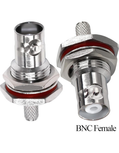 10 Conectores BNC Femenino Crimp TUOLNK Impermeables 50 Ohm