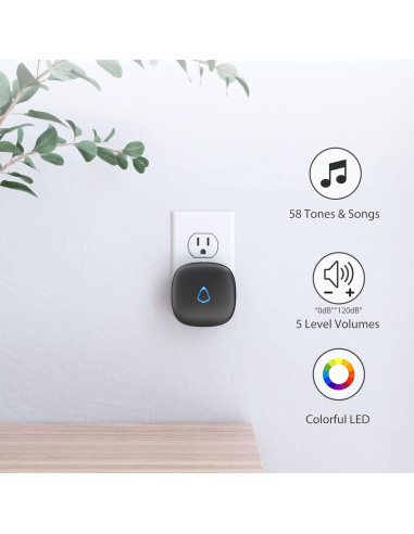 Timbre de Puerta Inalámbrico METAK con Alarma 120dB y Rango 152m