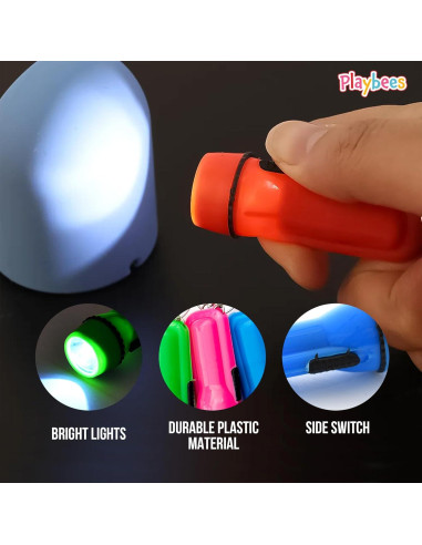 Paquete de 24 Mini Linternas LED Playbees Llavero Colores