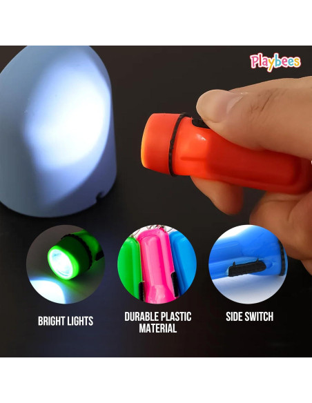 Paquete de 24 Mini Linternas LED Playbees Llavero Colores Paquete de 24 Mini Linternas LED Playbees Llavero Colores