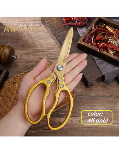 Tijeras de Cocina AWinjoy Doradas Multifuncionales 257g