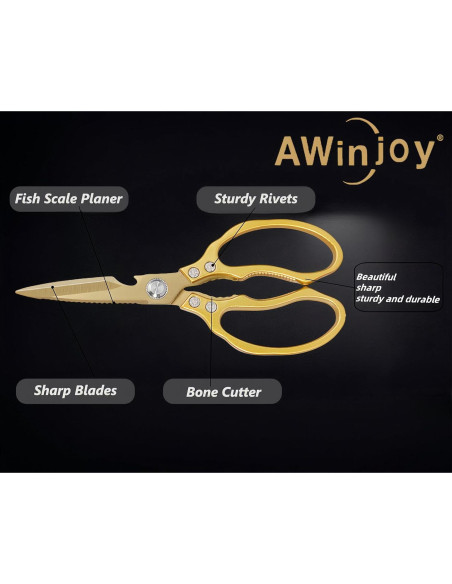Tijeras de Cocina AWinjoy Doradas Multifuncionales 257g Tijeras de Cocina AWinjoy Doradas Multifuncionales 257g