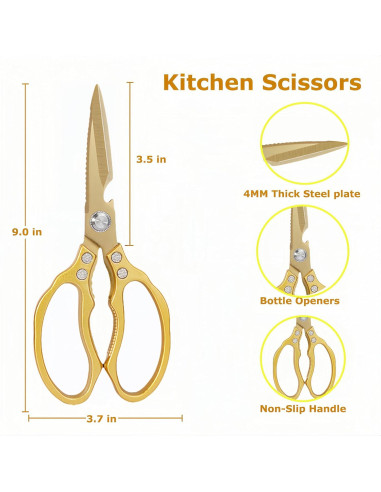 Tijeras de Cocina AWinjoy Doradas Multifuncionales 257g