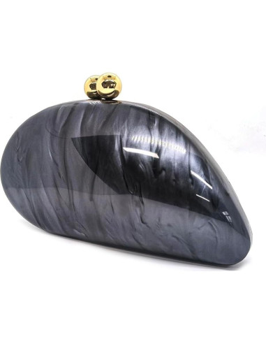 Bolso Clutch de Acrílico CUXVA Negro en Forma de Concha