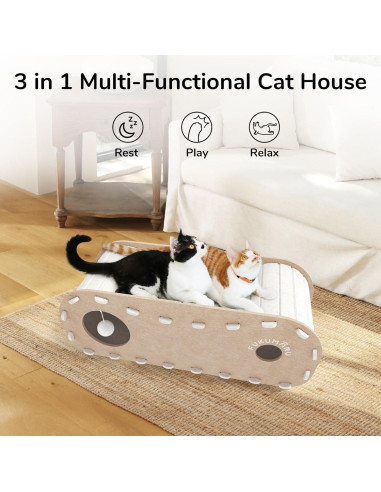 Cama para Gatos FUKUMARU Beige 80 cm Cueva Extra Grande