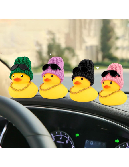 Ornamento de coche pato de goma Wonuu con casco y gafas Ornamento de coche pato de goma Wonuu con casco y gafas