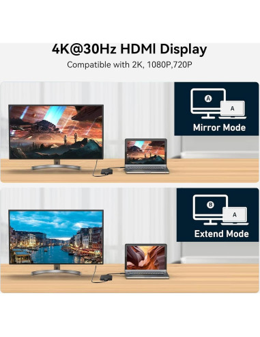 Adaptador USB C a HDMI 4K Huiiwiz - Multiport 3 en 1