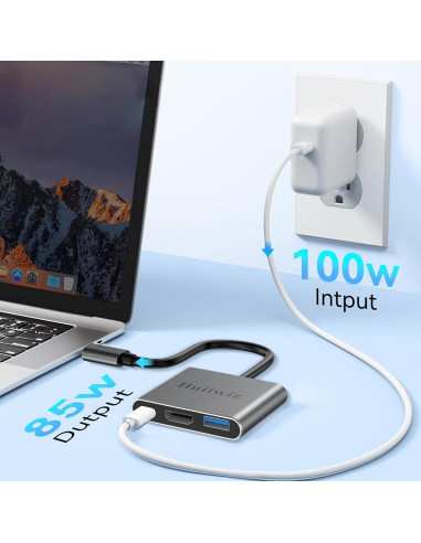 Adaptador USB C a HDMI 4K Huiiwiz - Multiport 3 en 1