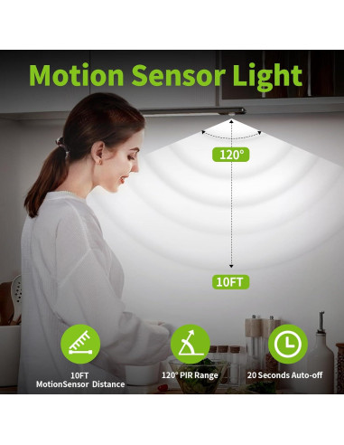 Luces Bajo Gabinete Luck Around, 2 Pzs, Sensor Movimiento, 76 LED