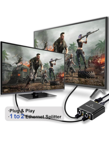 Divisor Ethernet Gigabit 1 a 2 Pushua 1000Mbps USB