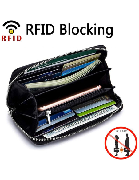 Cartera Moflycom de Cuero con Bloqueo RFID y Muñequera Cartera Moflycom de Cuero con Bloqueo RFID y Muñequera