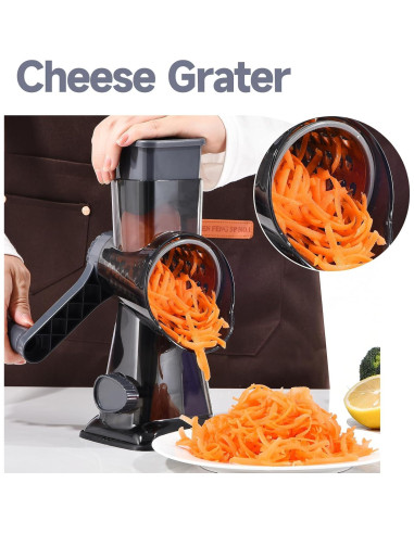Rallador de Queso Rotatorio Ziweaye 3 en 1 con Cuchillas
