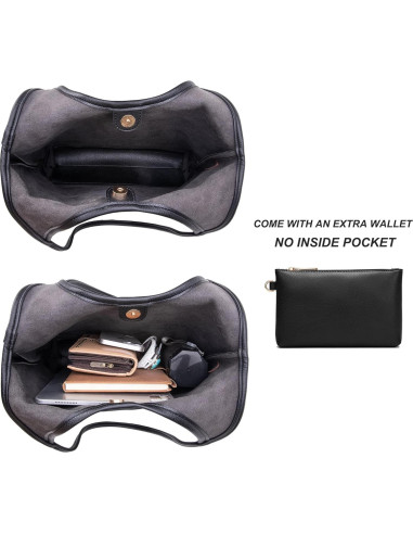 Bolso Hobo Montana West Negro Suave con Pouch Extra