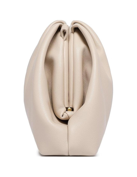 Bolso de mano de cuero PU suave para mujeres - Beige - 9115 Bolso de mano de cuero PU suave para mujeres - Beige - 9115