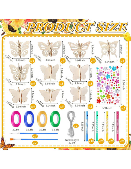 Kit DIY Móvil de Mariposa GlikCeil - 128 Piezas para Decoración Kit DIY Móvil de Mariposa GlikCeil - 128 Piezas para Decoración