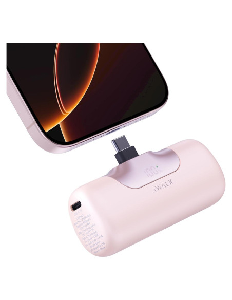 Cargador Portátil iWALK 5500mAh Carga Rápida USB-C Rosa Cargador Portátil iWALK 5500mAh Carga Rápida USB-C Rosa