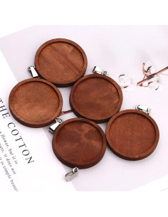 10 Piezas Base de Pendientes Redondos de Madera 25 mm UUYYEO 2