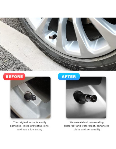 4 Tapones de Válvula Antirrobo Dickno para Neumáticos - Negro