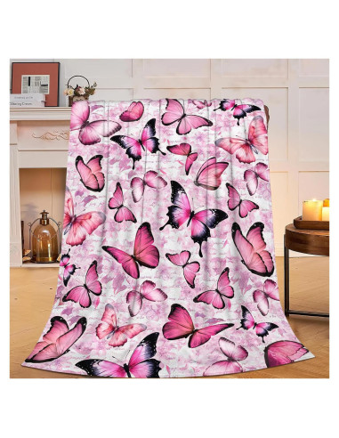 Manta de Franela Fuzawet Mariposa 127x101 cm Suave y Cálida