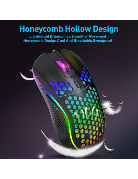 Ratón Gaming Inalámbrico JYCSTE Ergonómico RGB 7 Botones Ratón Gaming Inalámbrico JYCSTE Ergonómico RGB 7 Botones