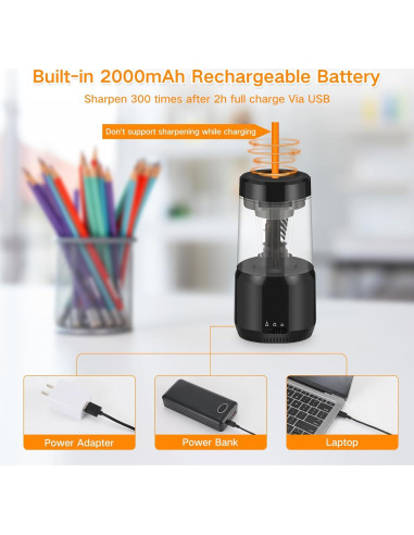 Sacapuntas Eléctrico Automático VERYHDSN 2000mAh 6-8mm